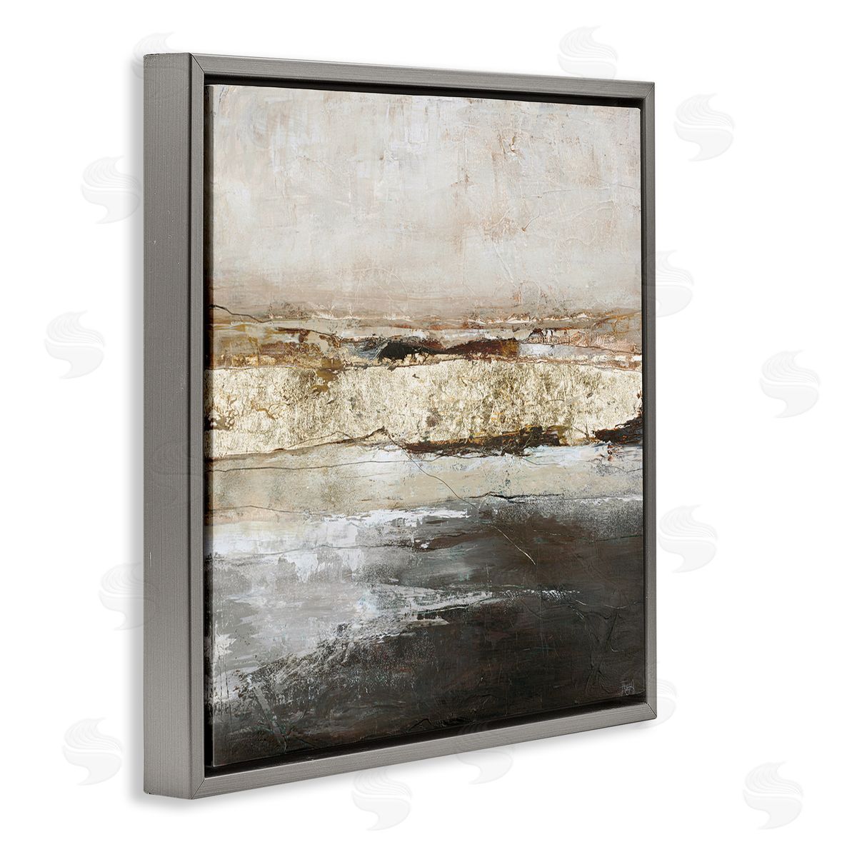 Design Fabrikken Ocean Landscape Abstract Composition Gray Floating Frame Canvas Wall Art Print