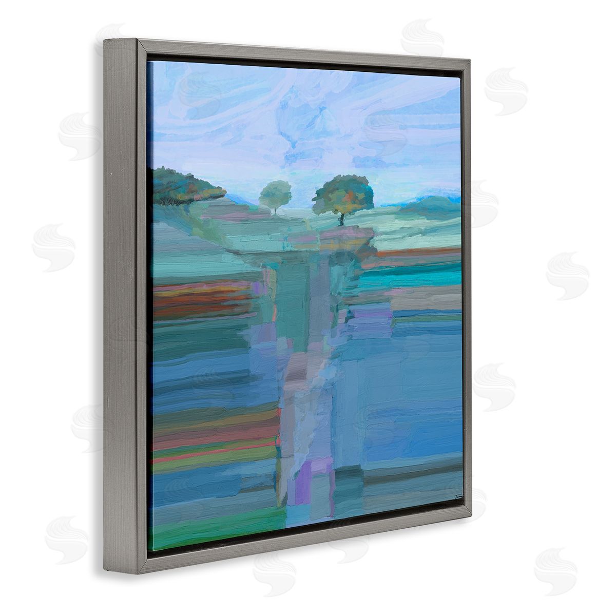 Michael Tienhaara Contemporary Trees Underground View Gray Floating Frame Canvas Wall Art Print