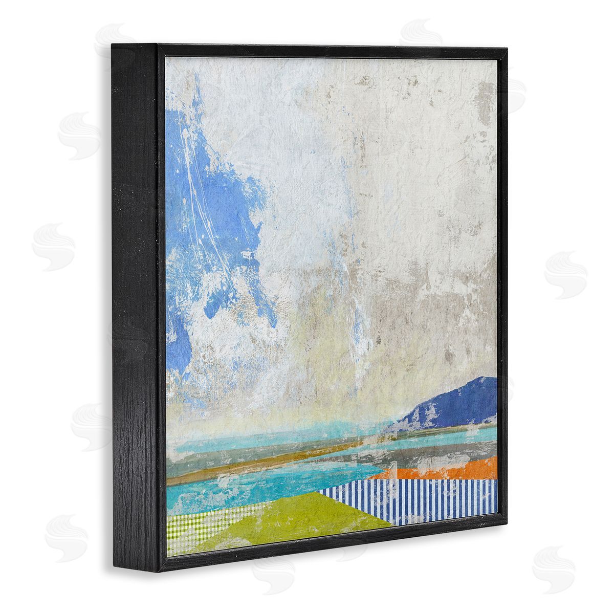 Suzanne Nicoll Puffy Clouds Beach Pattern Layers Black Framed Glicee Wall Art Print