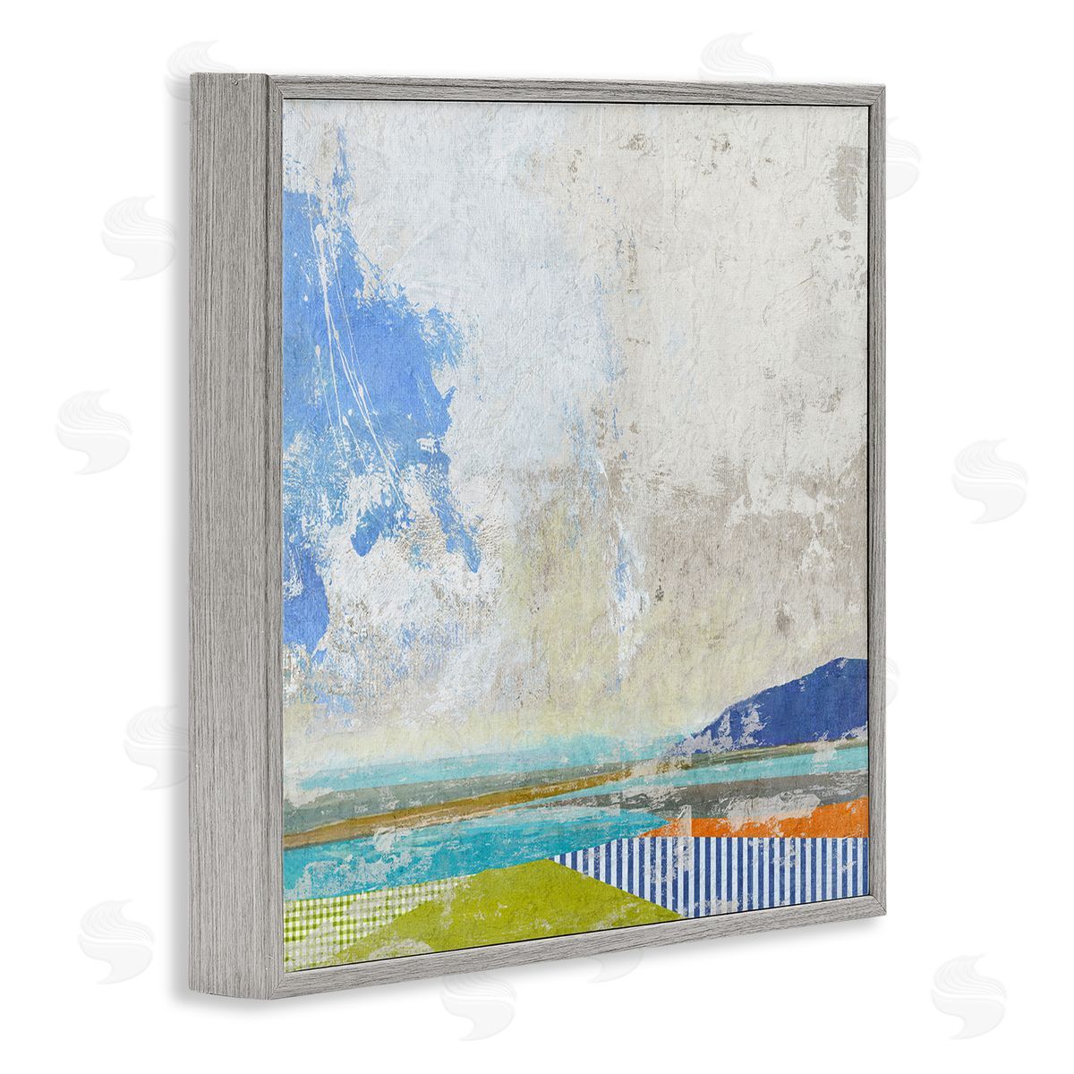 Suzanne Nicoll Puffy Clouds Beach Pattern Layers Gray Framed Glicee Wall Art Print
