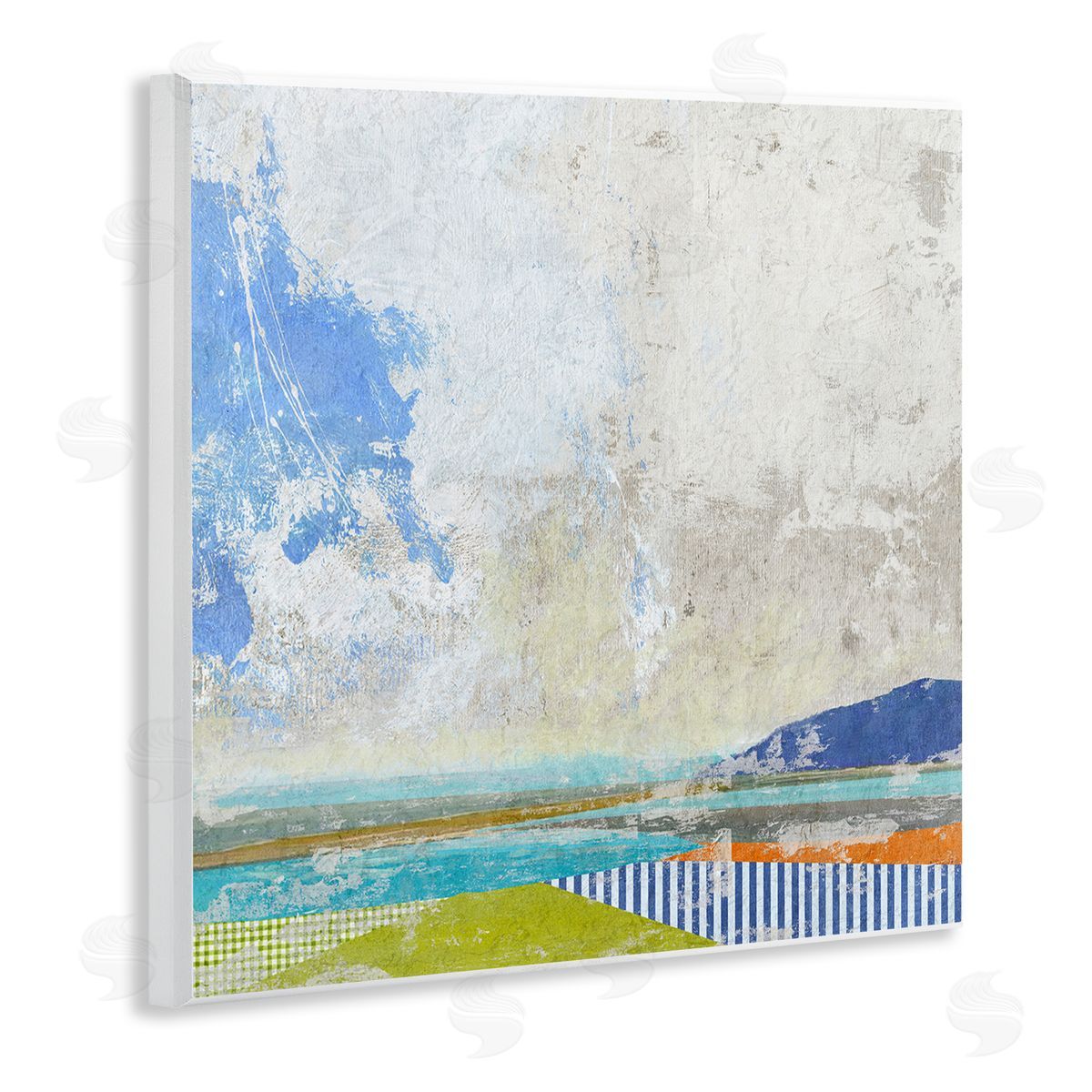 Suzanne Nicoll Puffy Clouds Beach Pattern Layers Wooden Wall Plaque Art Print