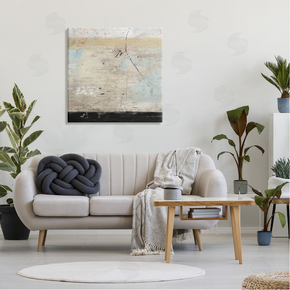 Suzanne Nicoll Rustic Beige Modern Composition Canvas Wall Art in Room