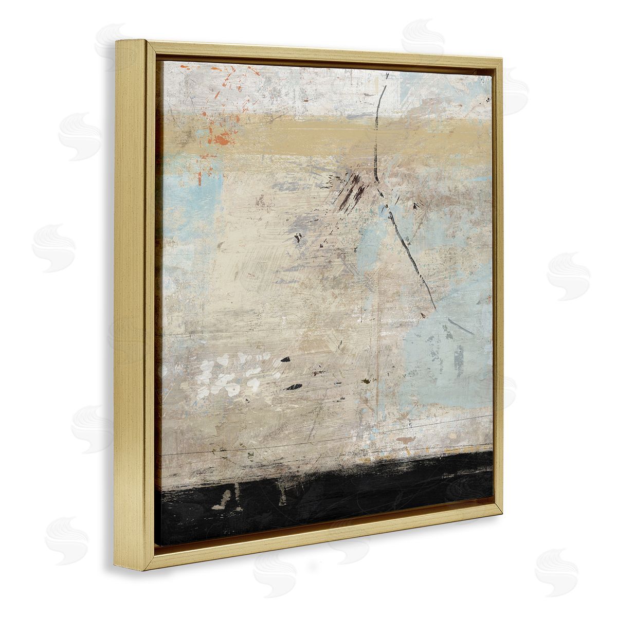 Suzanne Nicoll Rustic Beige Modern Composition Gold Floating Frame Canvas Wall Art Print