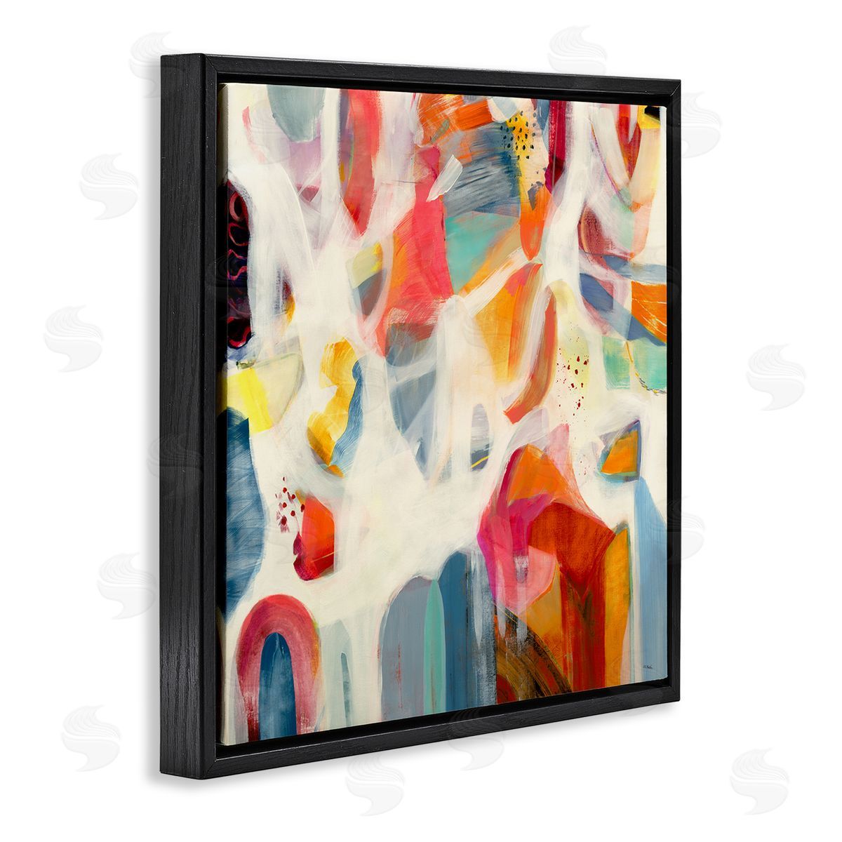 Jill Martin Modern Mixed Shapes Assortment Black Floating Frame Canvas Wall Art Print
