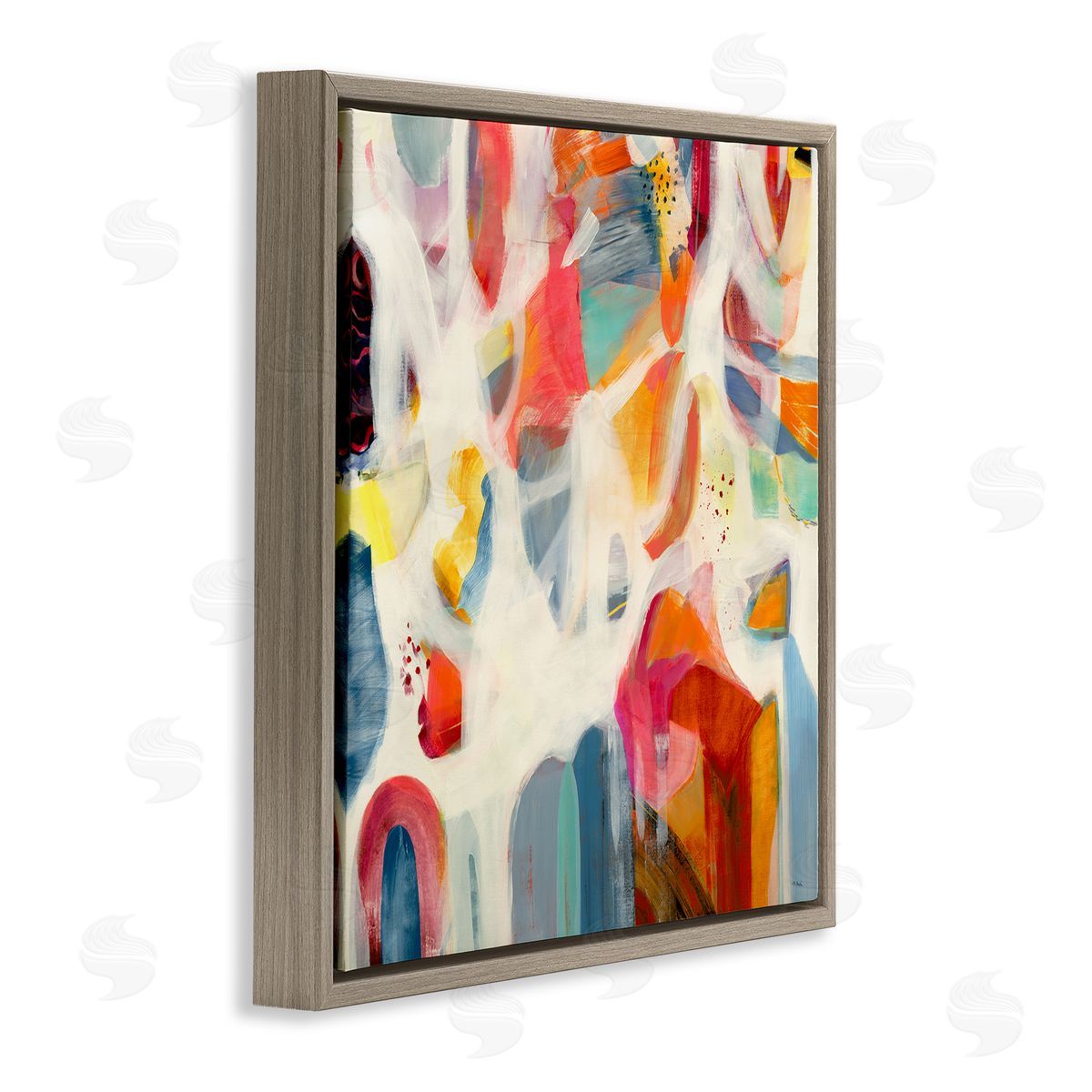 Jill Martin Modern Mixed Shapes Assortment Brown Floating Frame Canvas Wall Art Print