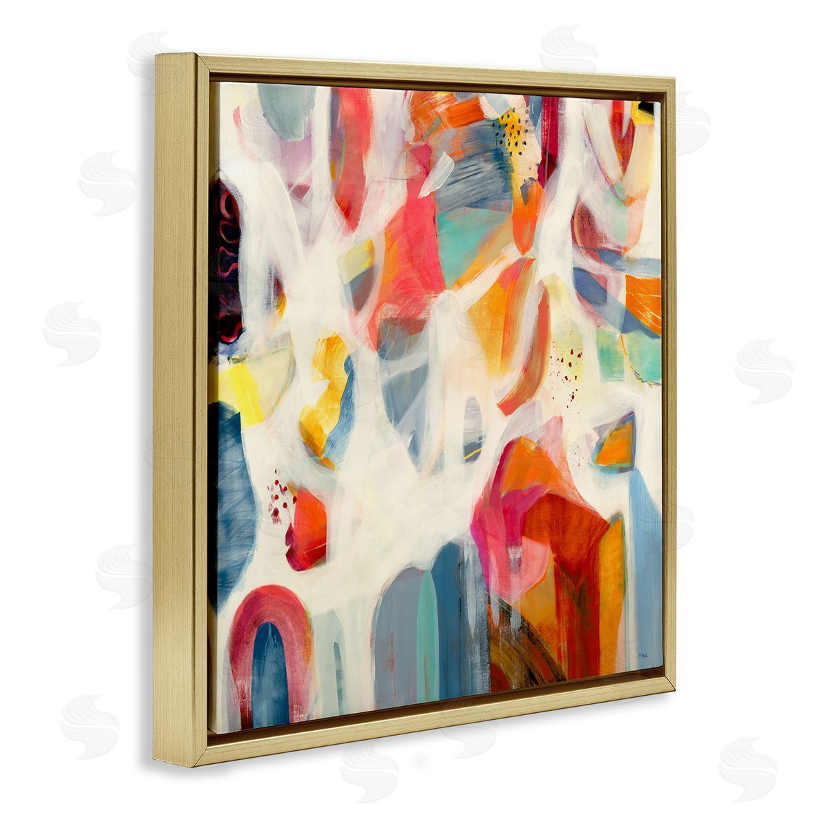 Jill Martin Modern Mixed Shapes Assortment Gold Floating Frame Canvas Wall Art Print