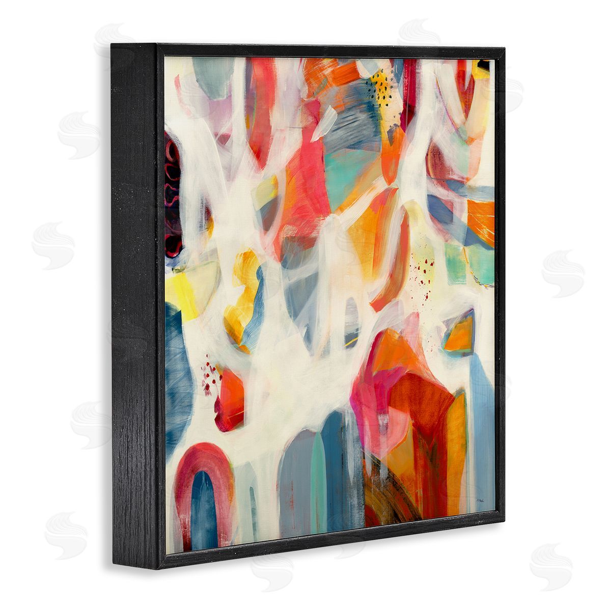 Jill Martin Modern Mixed Shapes Assortment Black Framed Glicee Wall Art Print