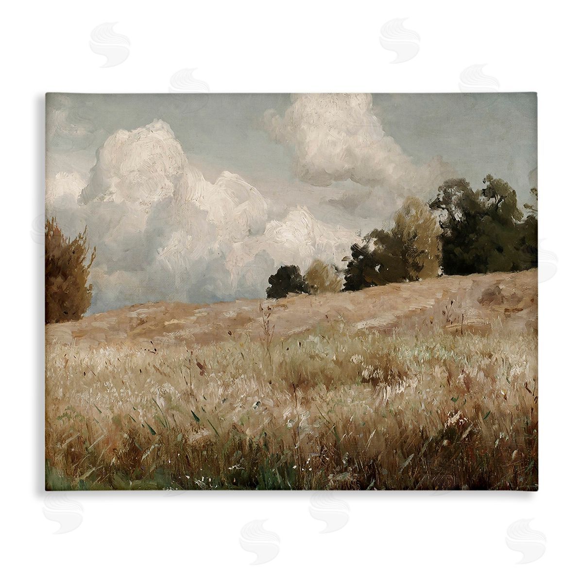 Classic Cloudy Field Landscape Canvas Wall Art, Home Decor by Lettered and Lined