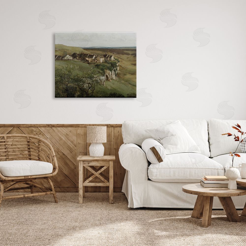 Lettered and Lined Cliff Cottages Rural Landscape