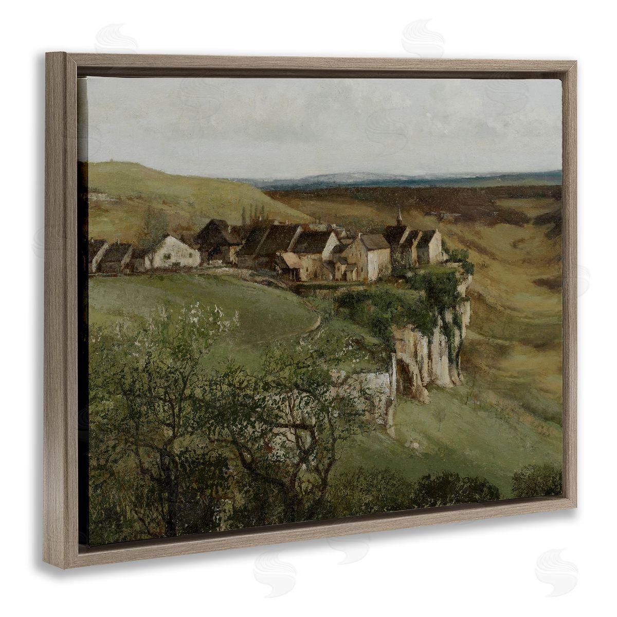 Lettered and Lined Cliff Cottages Rural Landscape