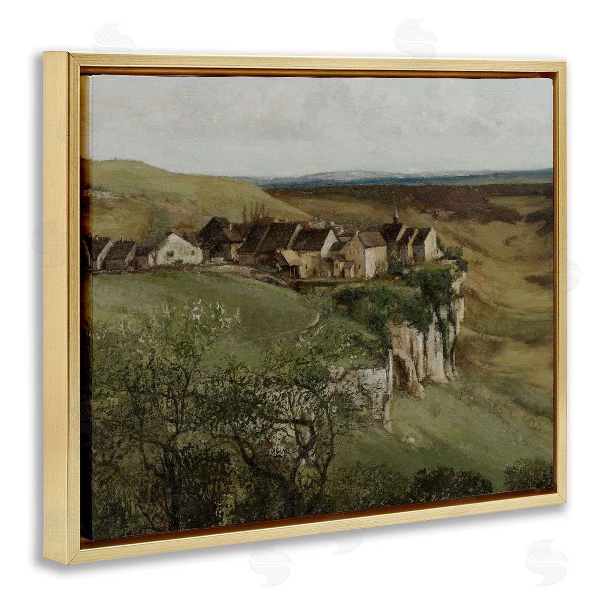 Lettered and Lined Cliff Cottages Rural Landscape