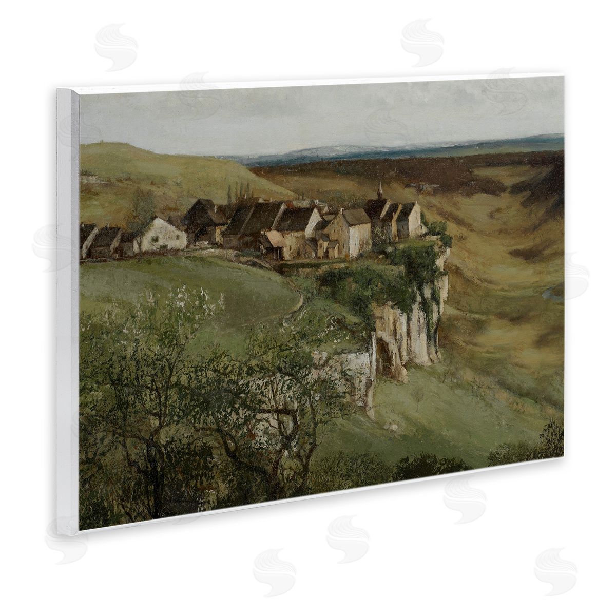 Lettered and Lined Cliff Cottages Rural Landscape