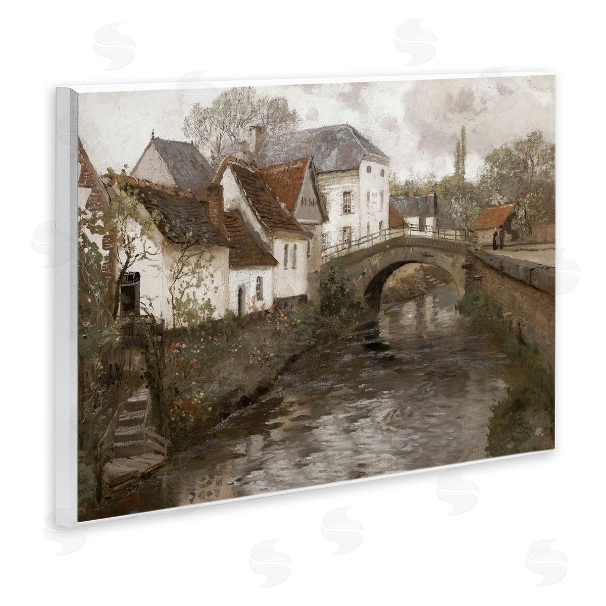 Lettered and Lined Classic Canal Neighborhood Scenery
