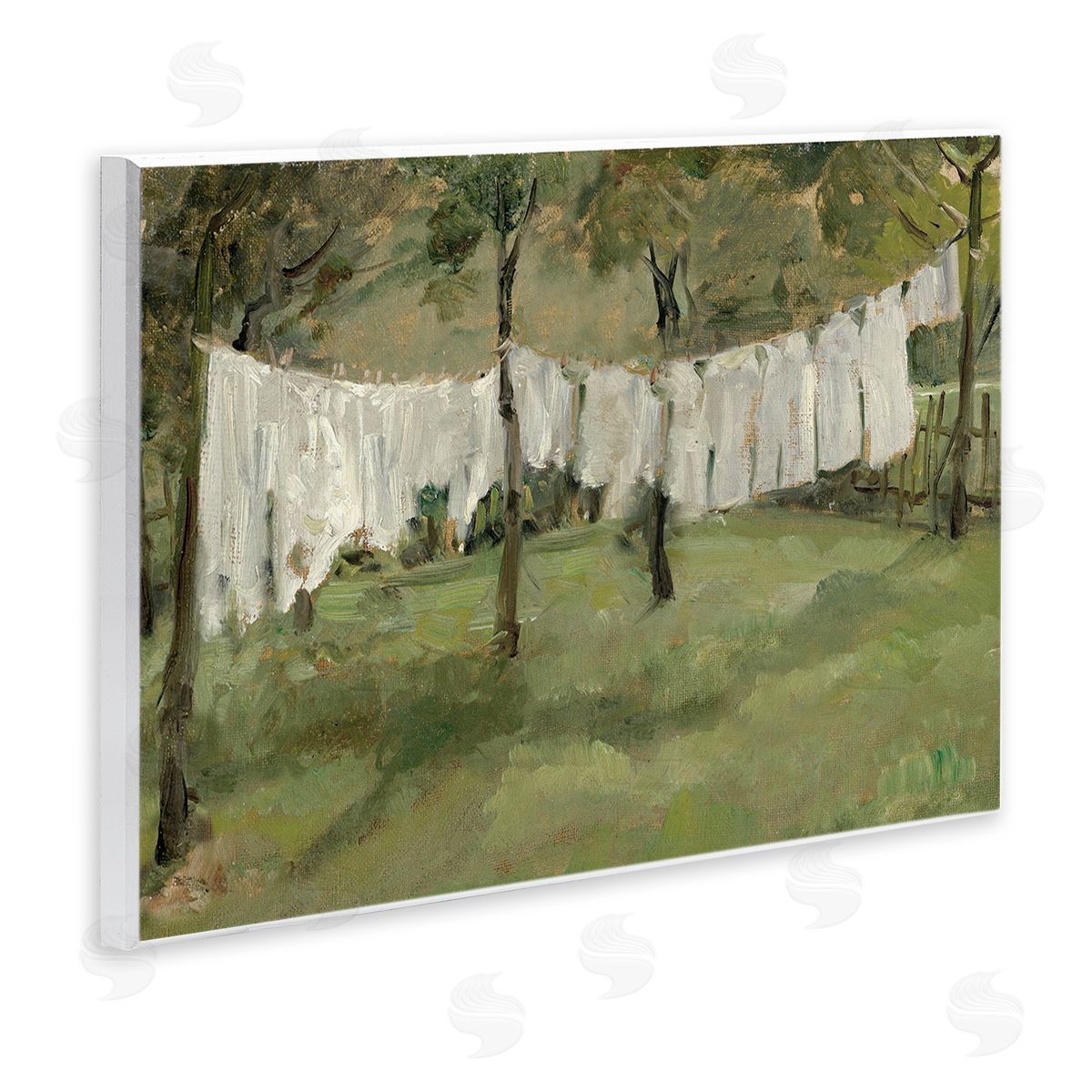 Abstract Country Clothesline Scene Wood Plaque Wall Art, Home Decor by Lettered and Lined