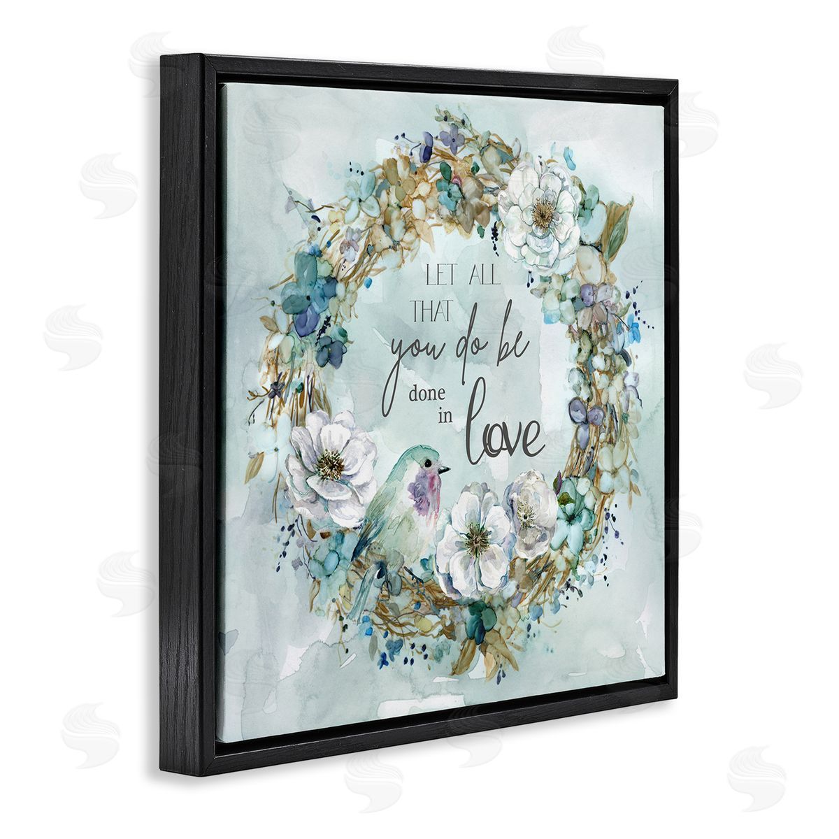 Carol Robinson All You Do Done In Love Wreath Black Floating Frame Canvas Wall Art Print
