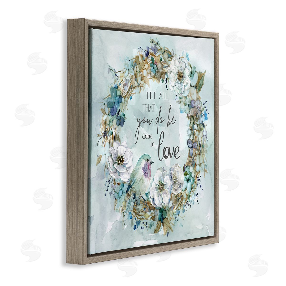 Carol Robinson All You Do Done In Love Wreath Brown Floating Frame Canvas Wall Art Print