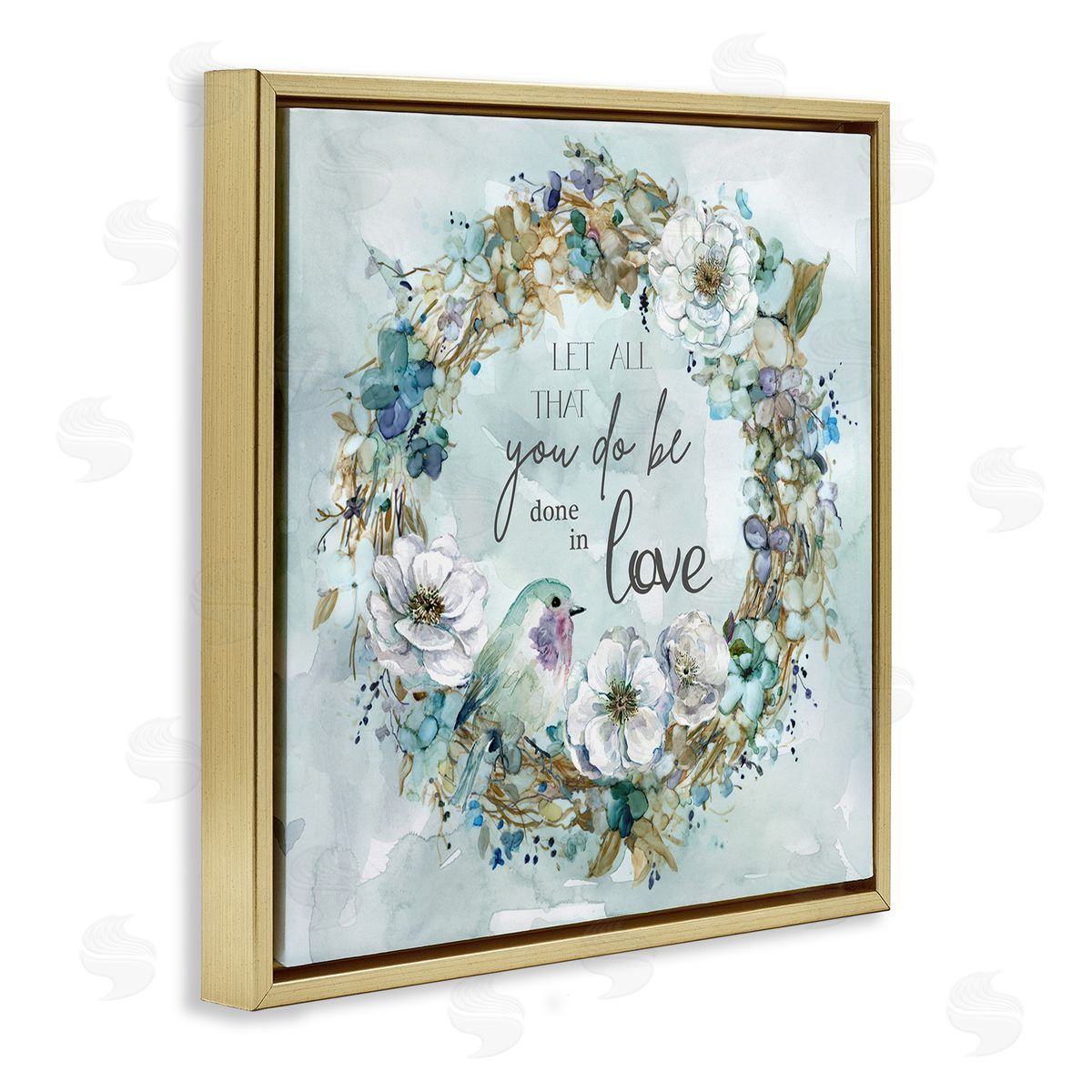 Carol Robinson All You Do Done In Love Wreath Gold Floating Frame Canvas Wall Art Print
