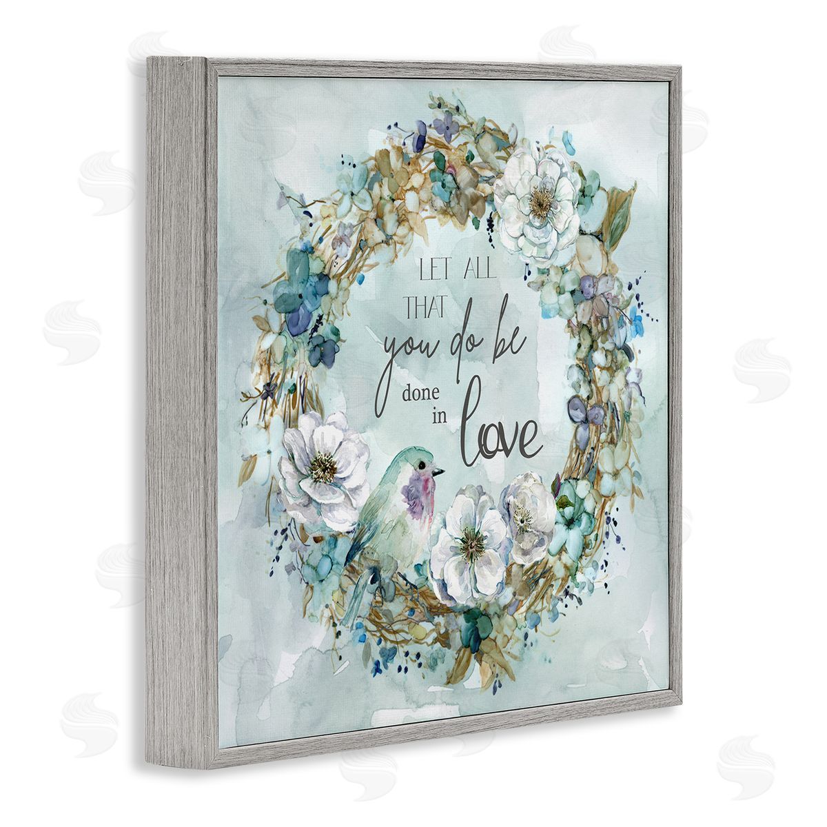 Carol Robinson All You Do Done In Love Wreath Gray Framed Glicee Wall Art Print