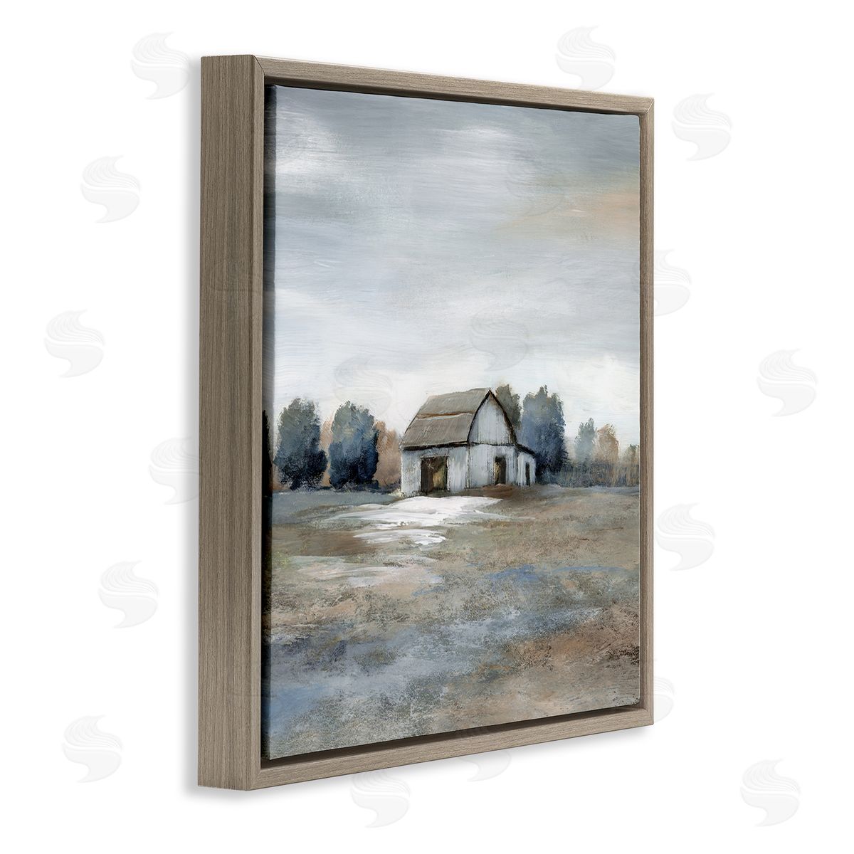 Countryside Barn Neutral Tones Brown Floating Frame Canvas Wall Art, Home Decor by Nan