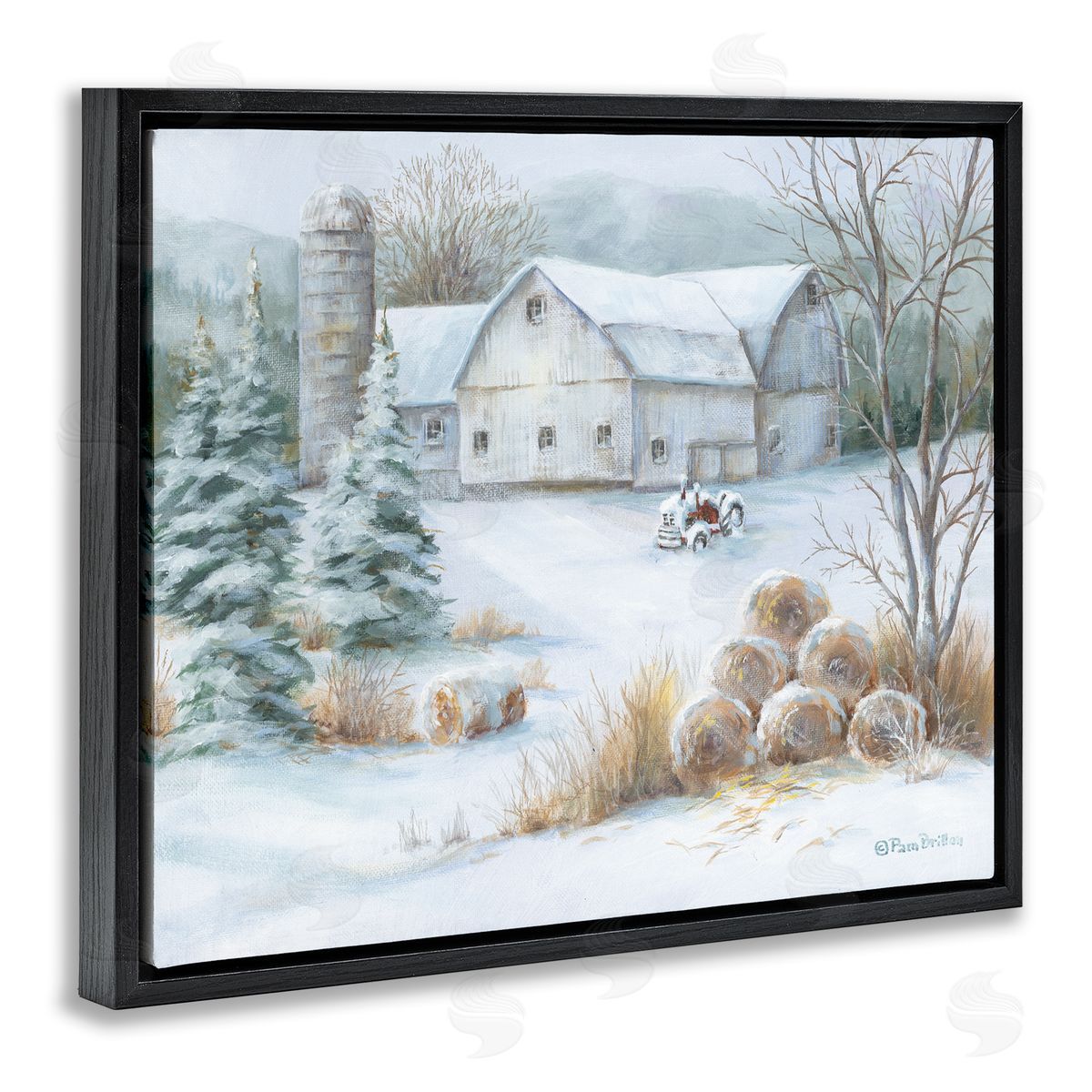Pam Britton Niveous Country Barn Snow Scene