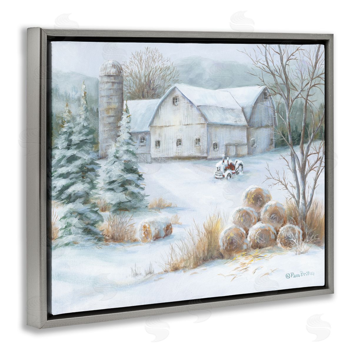 Pam Britton Niveous Country Barn Snow Scene