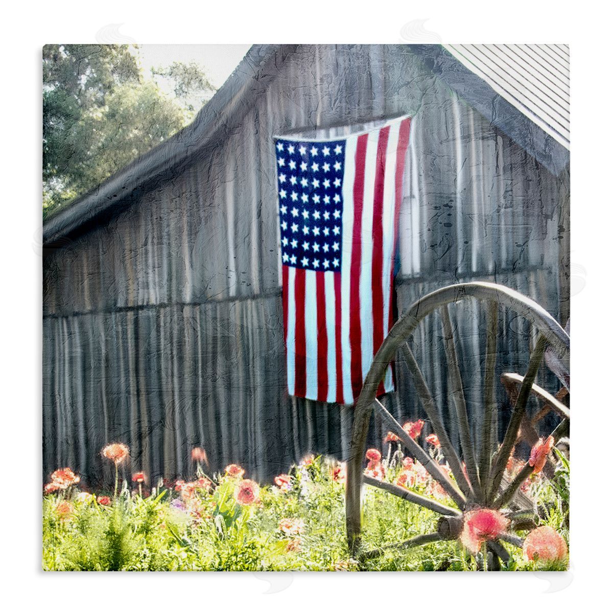 Kim Allen Americana Barn Floral Farmland Stretched Canvas Wall Art Print