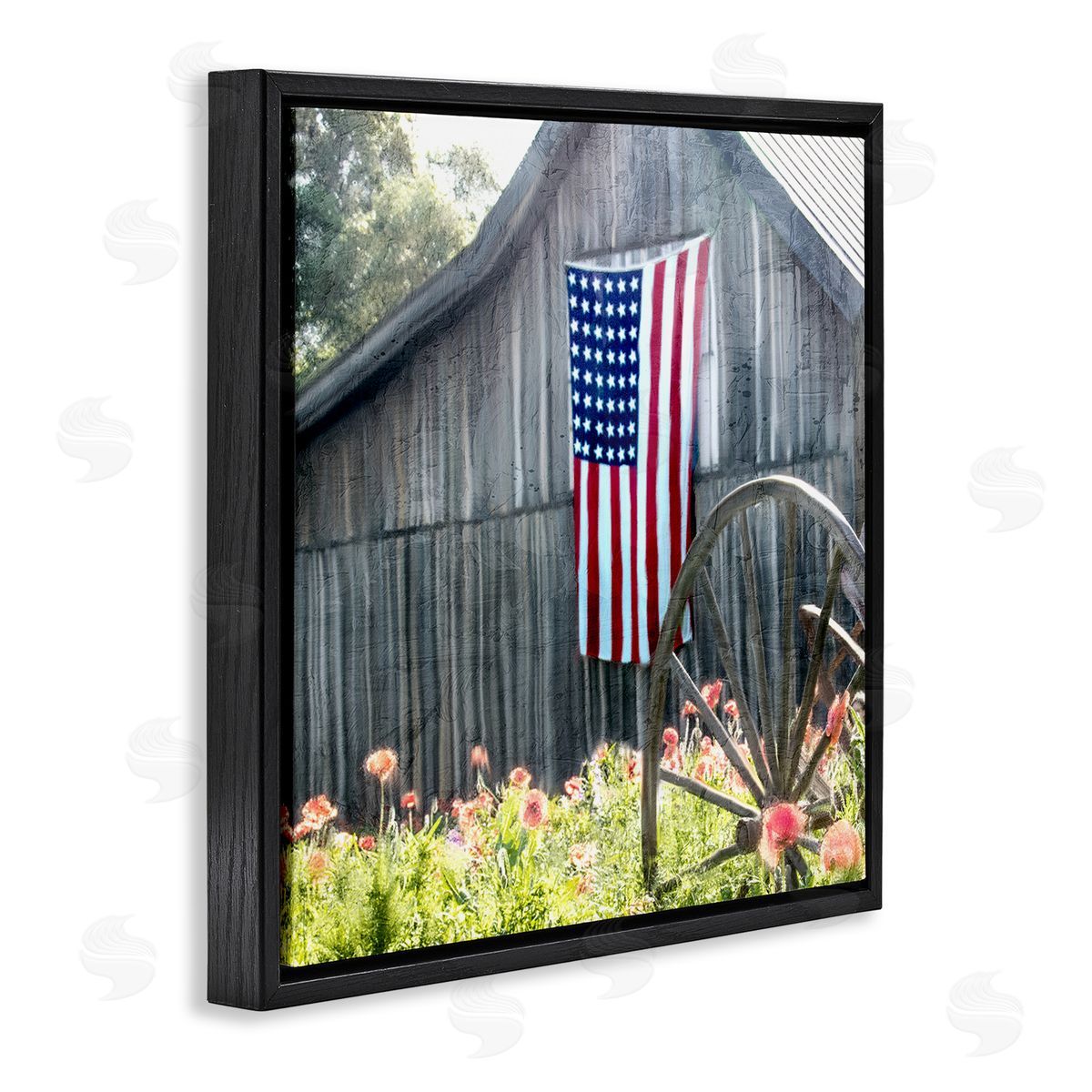 Kim Allen Americana Barn Floral Farmland Black Floating Frame Canvas Wall Art Print