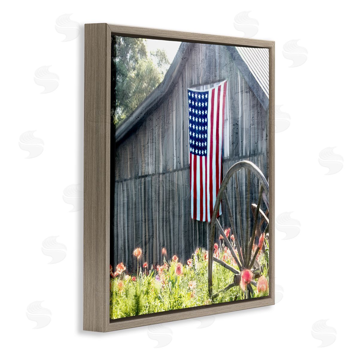 Kim Allen Americana Barn Floral Farmland Brown Floating Frame Canvas Wall Art Print