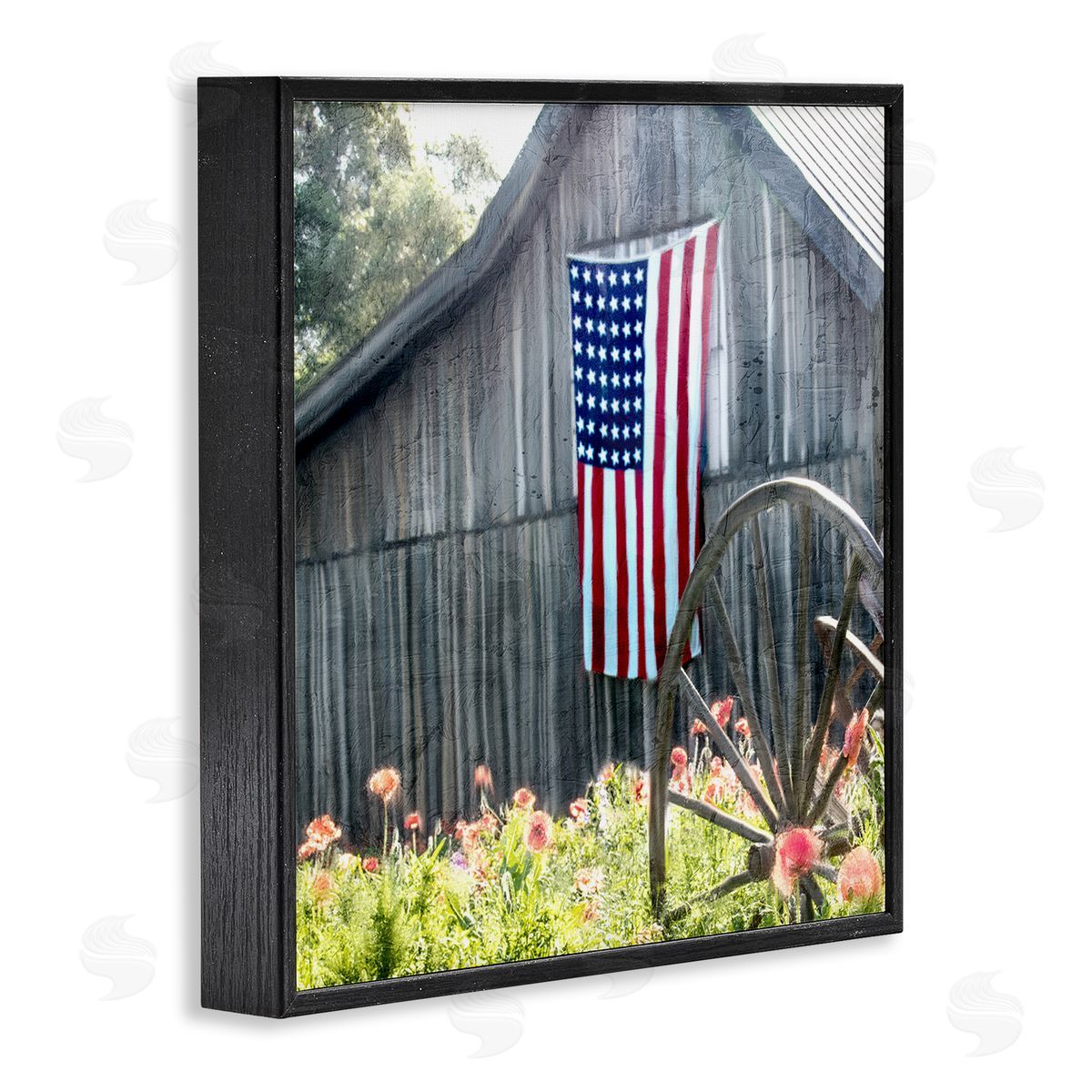 Kim Allen Americana Barn Floral Farmland Black Framed Glicee Wall Art Print
