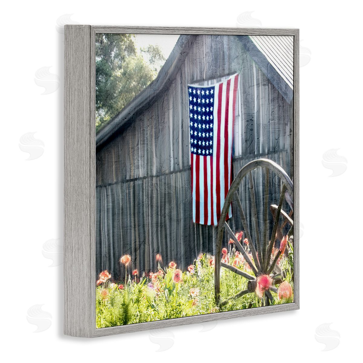Kim Allen Americana Barn Floral Farmland Gray Framed Glicee Wall Art Print