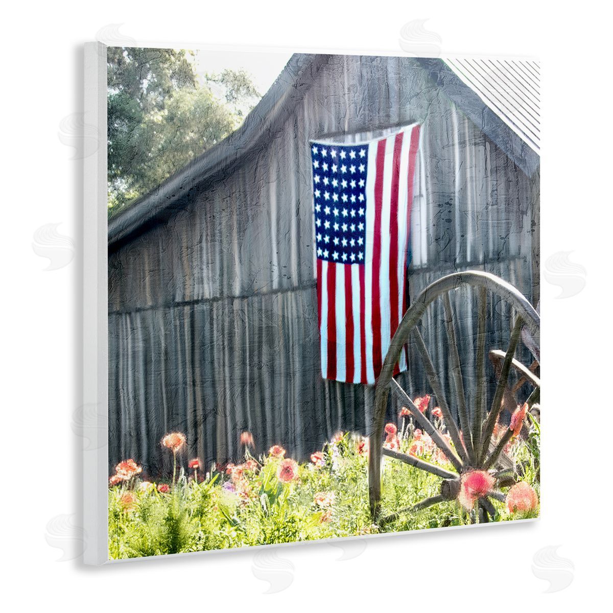 Kim Allen Americana Barn Floral Farmland Wooden Wall Plaque Art Print