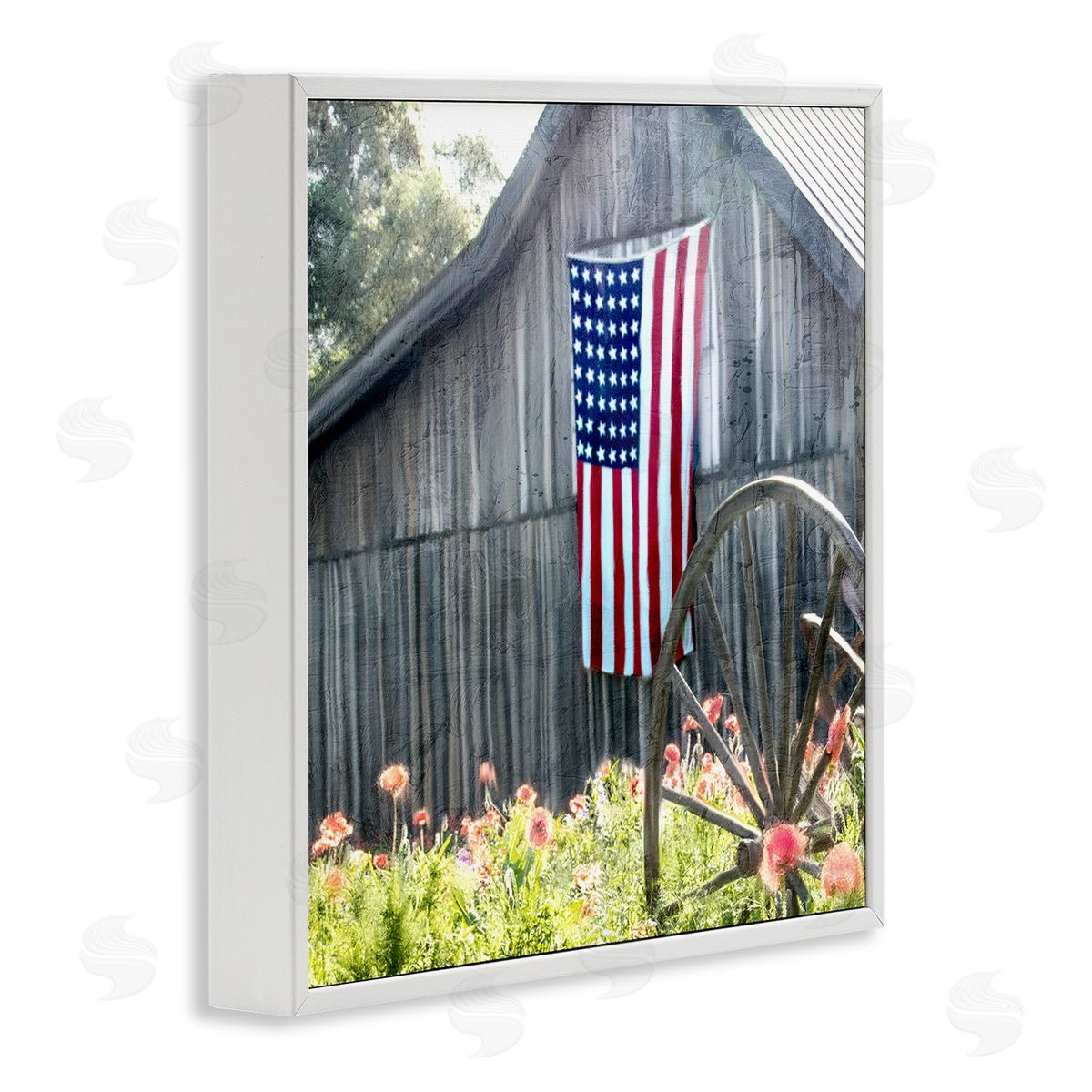 Kim Allen Americana Barn Floral Farmland White Framed Glicee Wall Art Print