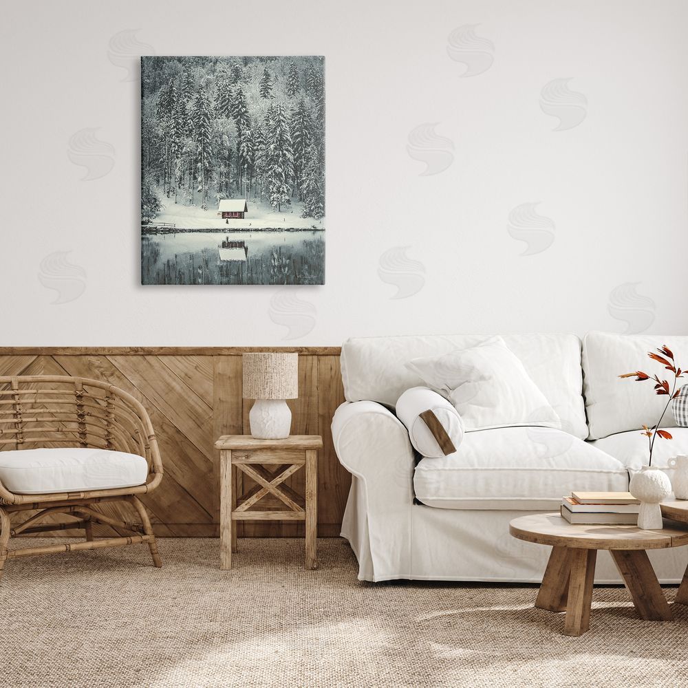 Susan Ball Snowy Woodland Hut Reflection