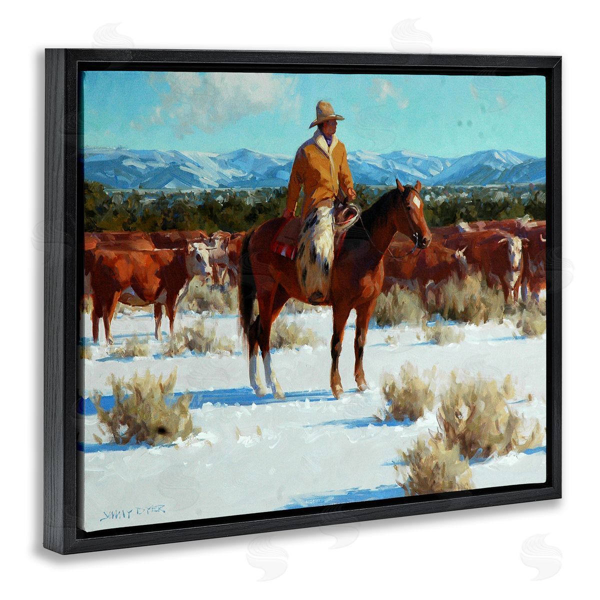 Jimmy Dyer Winter Cowboy Cattle Landscape