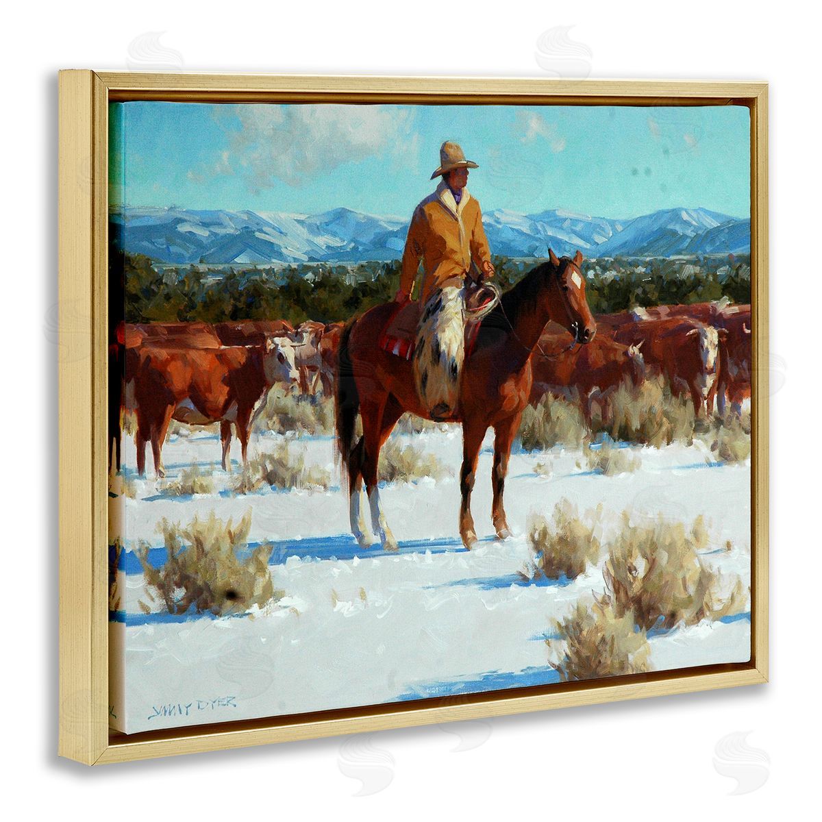 Jimmy Dyer Winter Cowboy Cattle Landscape