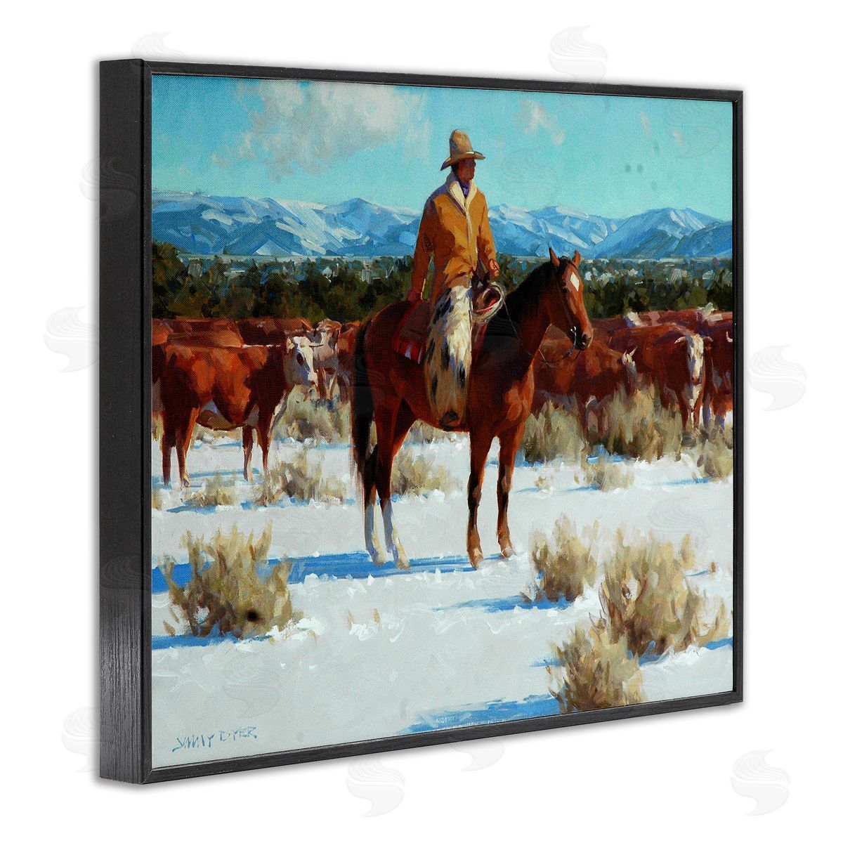 Jimmy Dyer Winter Cowboy Cattle Landscape