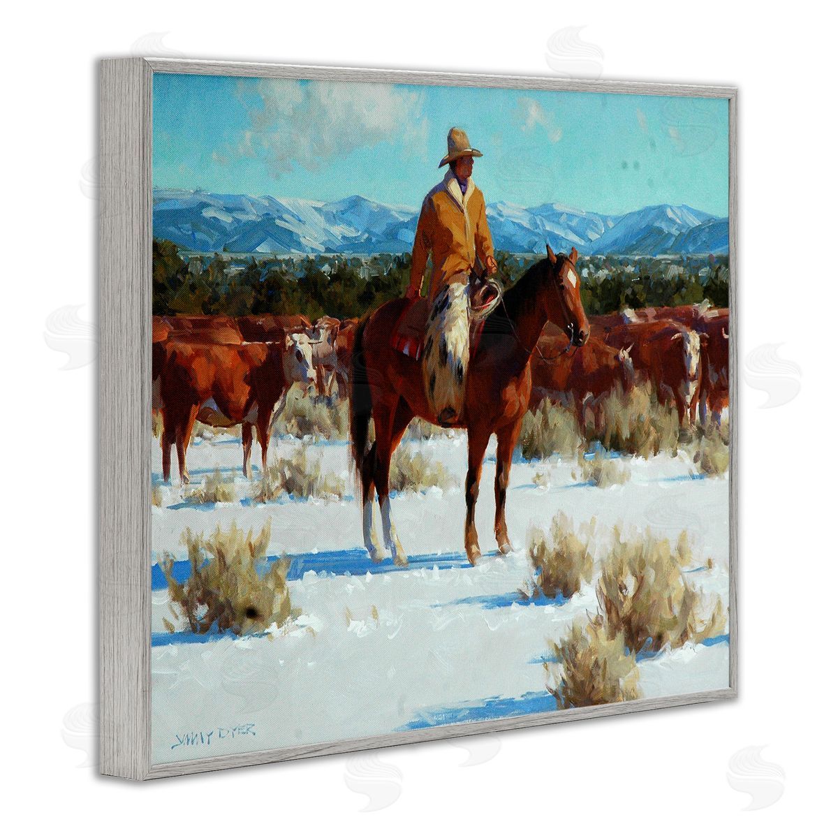 Jimmy Dyer Winter Cowboy Cattle Landscape