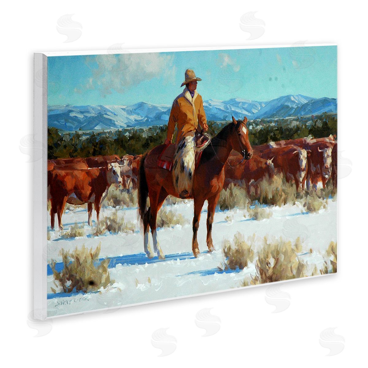 Jimmy Dyer Winter Cowboy Cattle Landscape