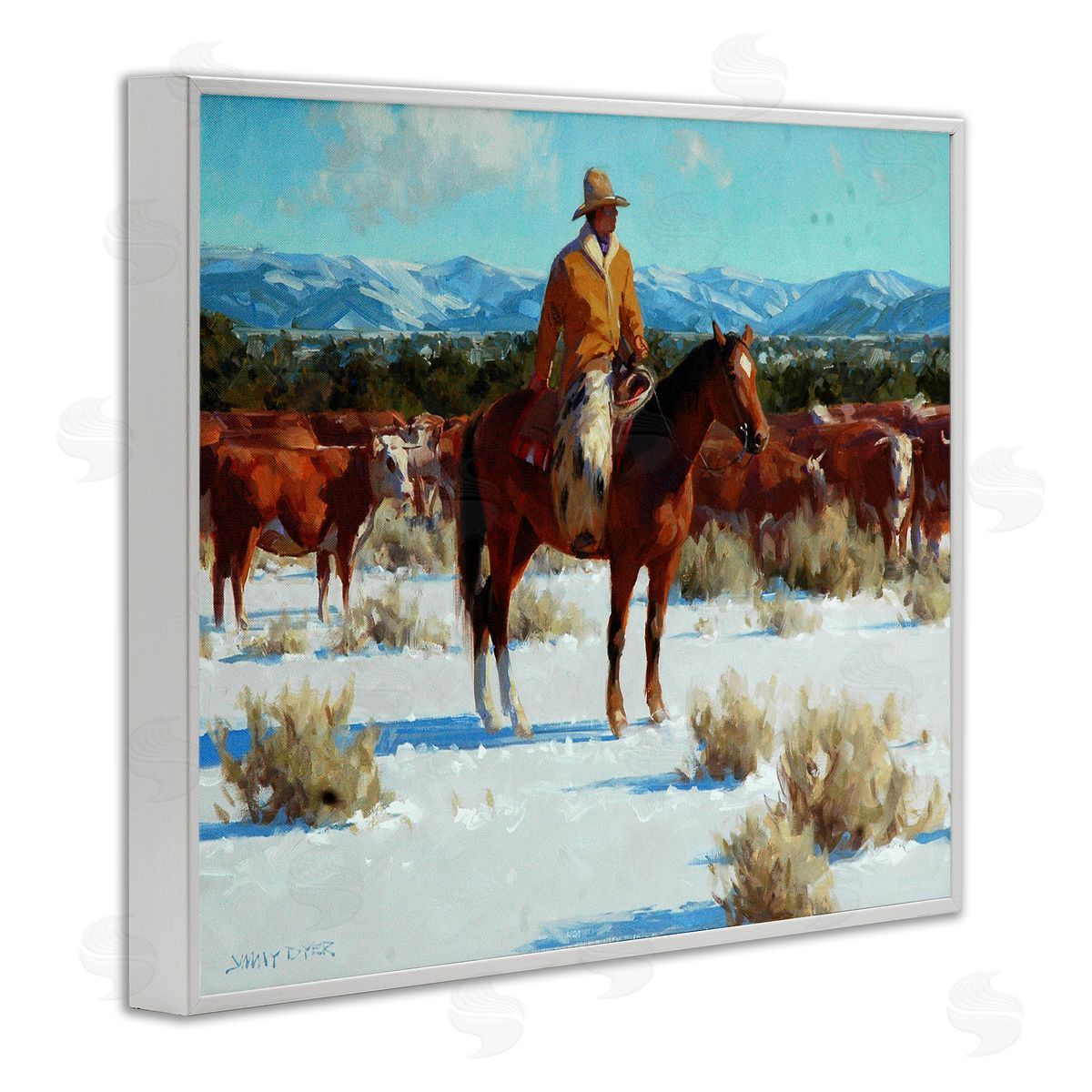Jimmy Dyer Winter Cowboy Cattle Landscape