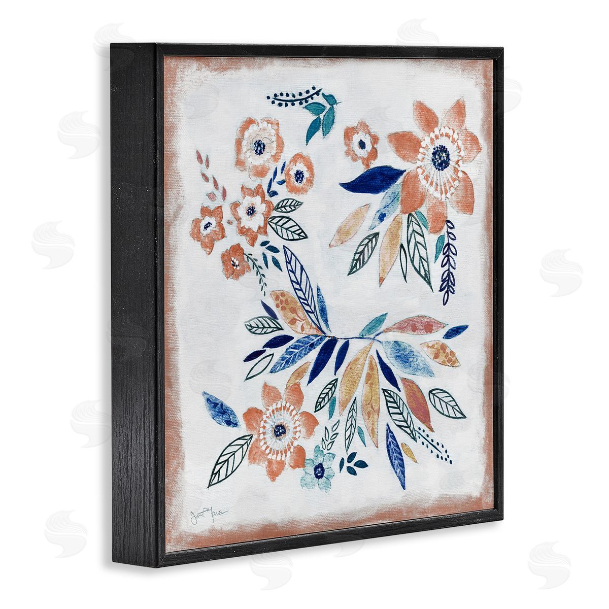 Janet Tava Floral Blossom Patterned Boho Black Framed Glicee Wall Art Print