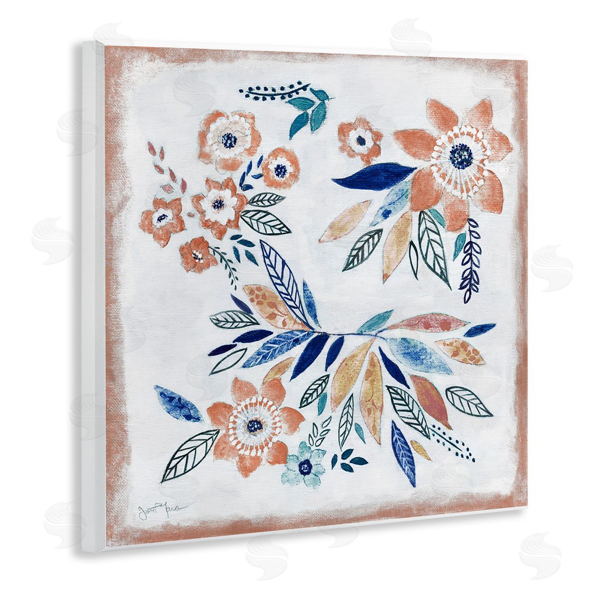 Janet Tava Floral Blossom Patterned Boho Wooden Wall Plaque Art Print