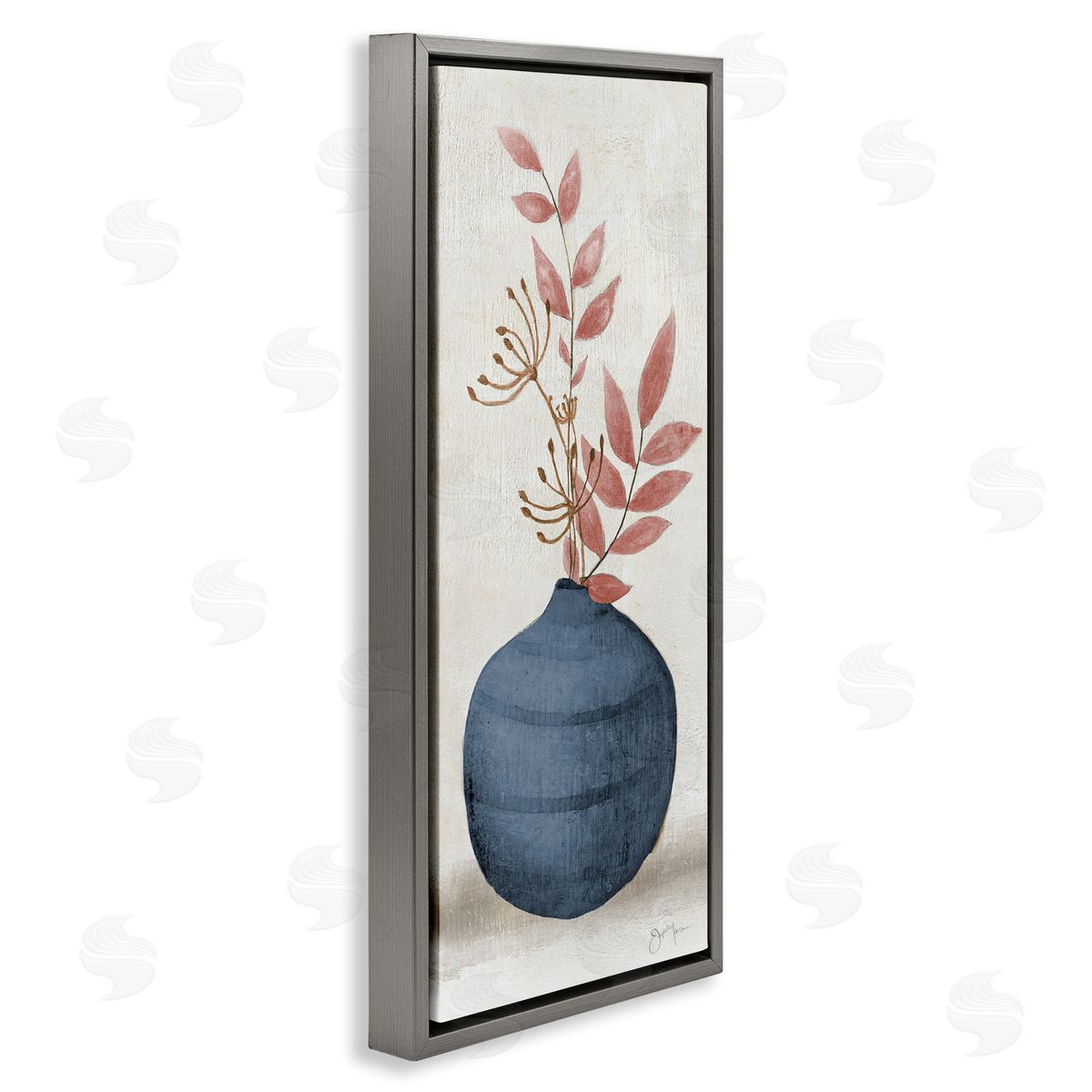 Janet Tava Botanical Leaf Sprigs Blue Vase