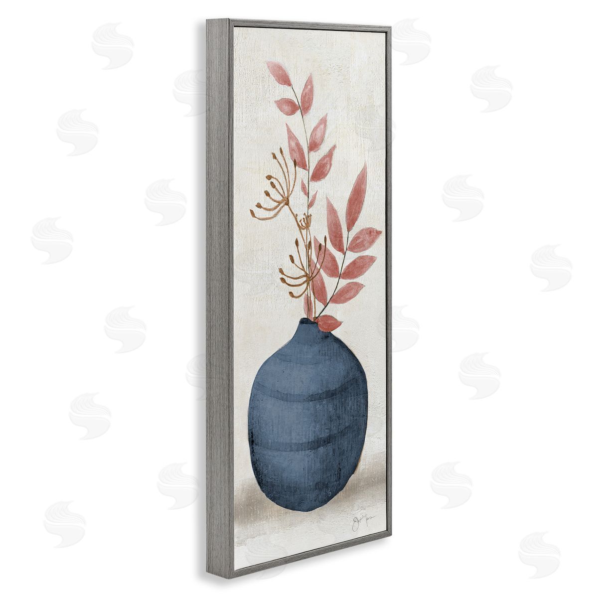 Janet Tava Botanical Leaf Sprigs Blue Vase