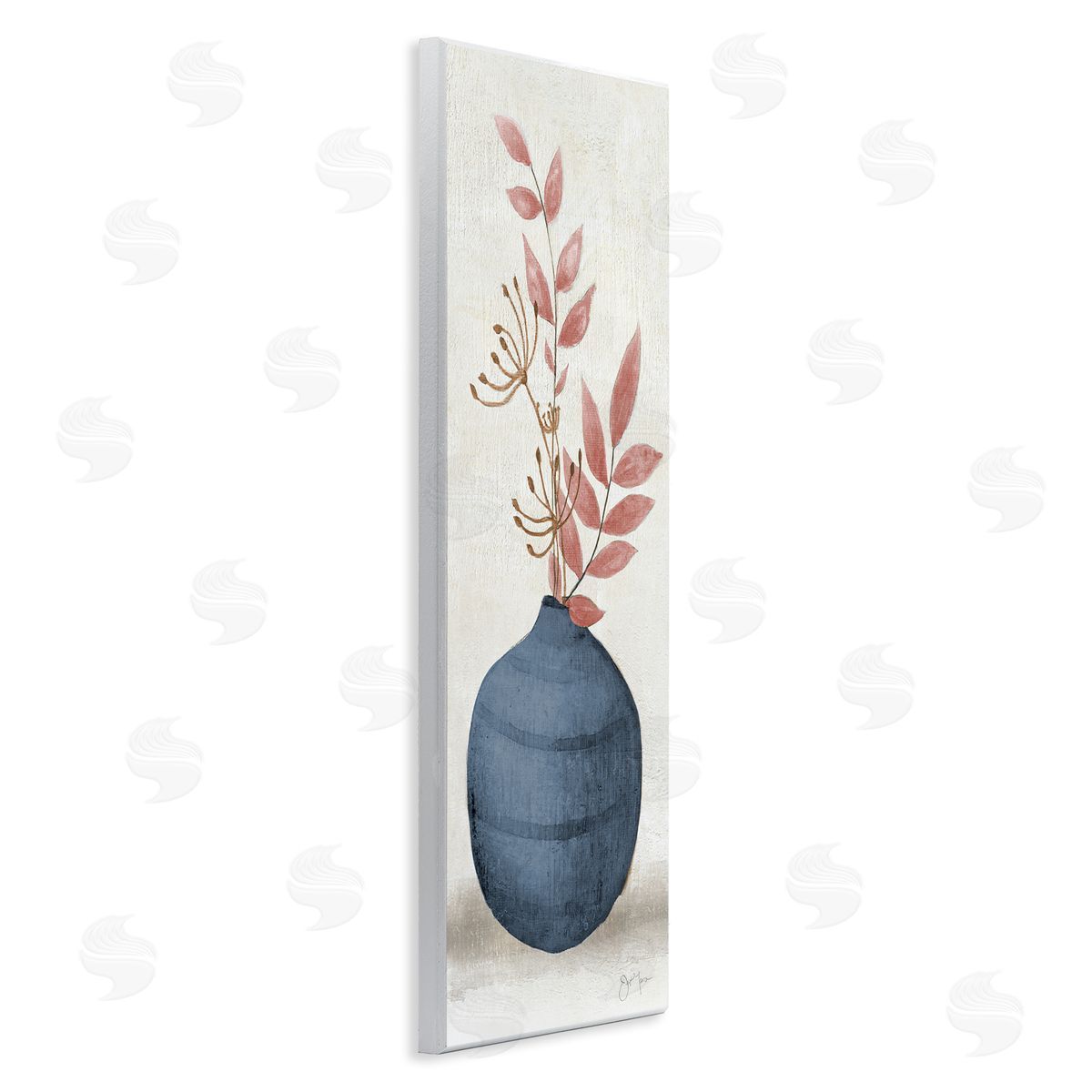 Janet Tava Botanical Leaf Sprigs Blue Vase
