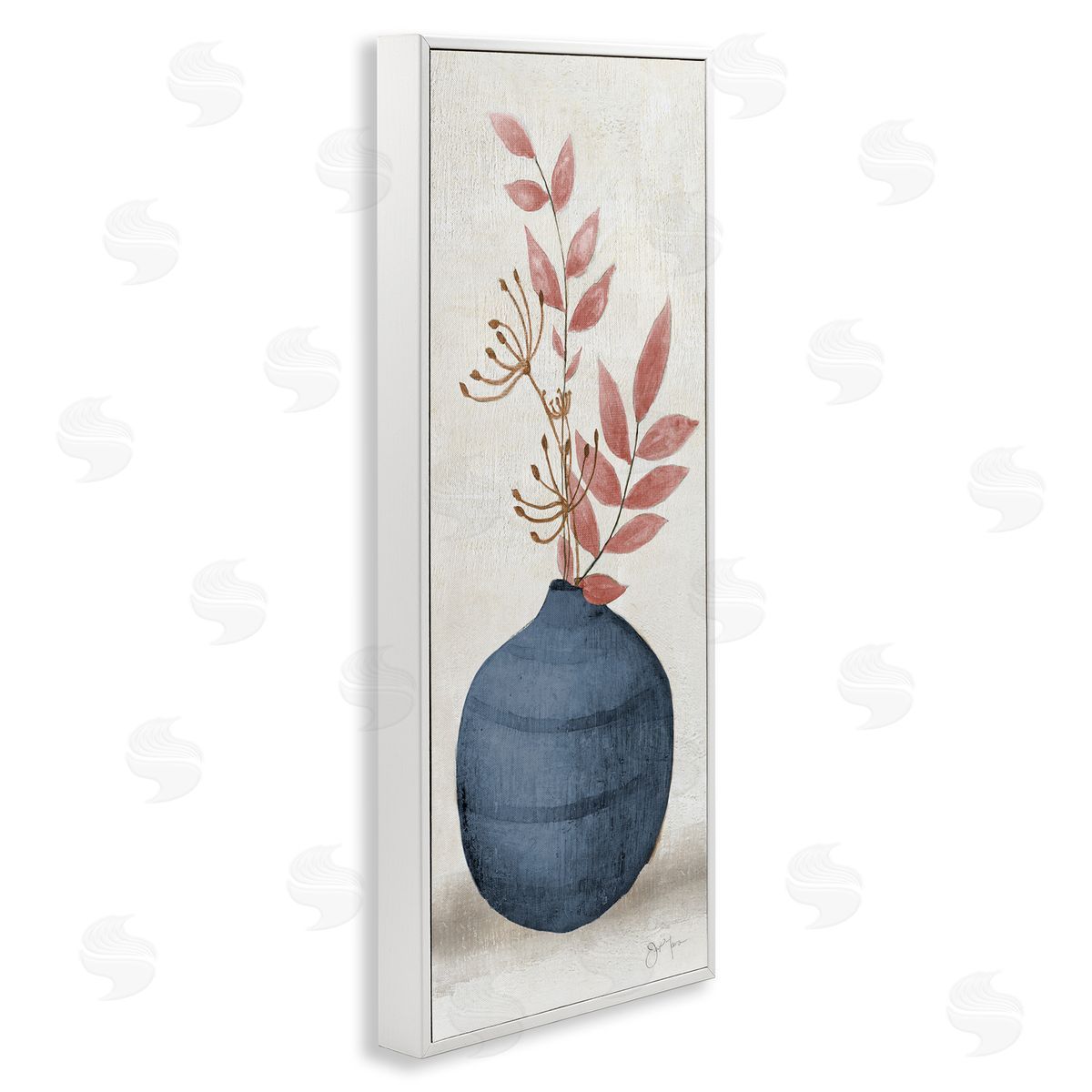 Janet Tava Botanical Leaf Sprigs Blue Vase