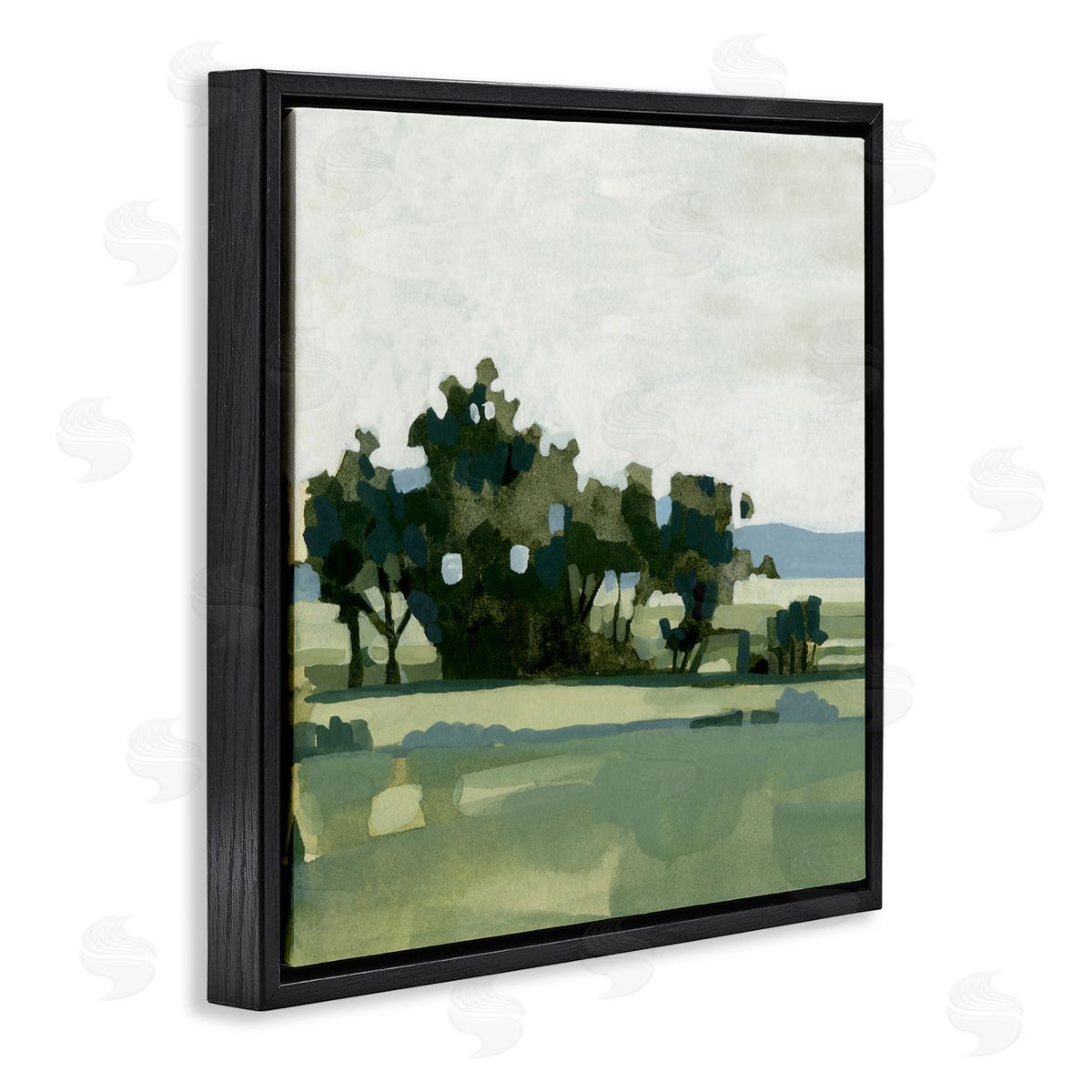 Emma Caroline Rural Tree Grove Grassland Black Floating Frame Canvas Wall Art Print