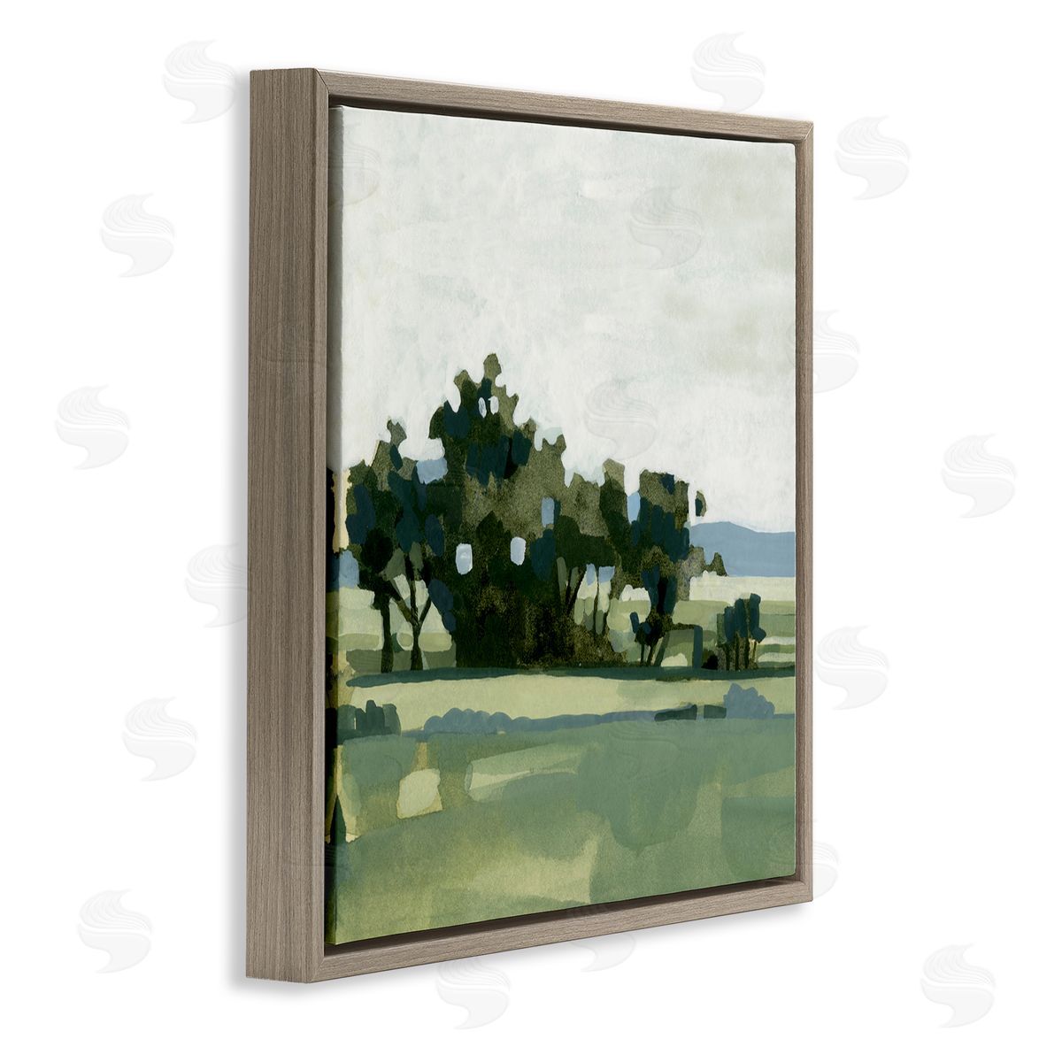 Emma Caroline Rural Tree Grove Grassland Brown Floating Frame Canvas Wall Art Print