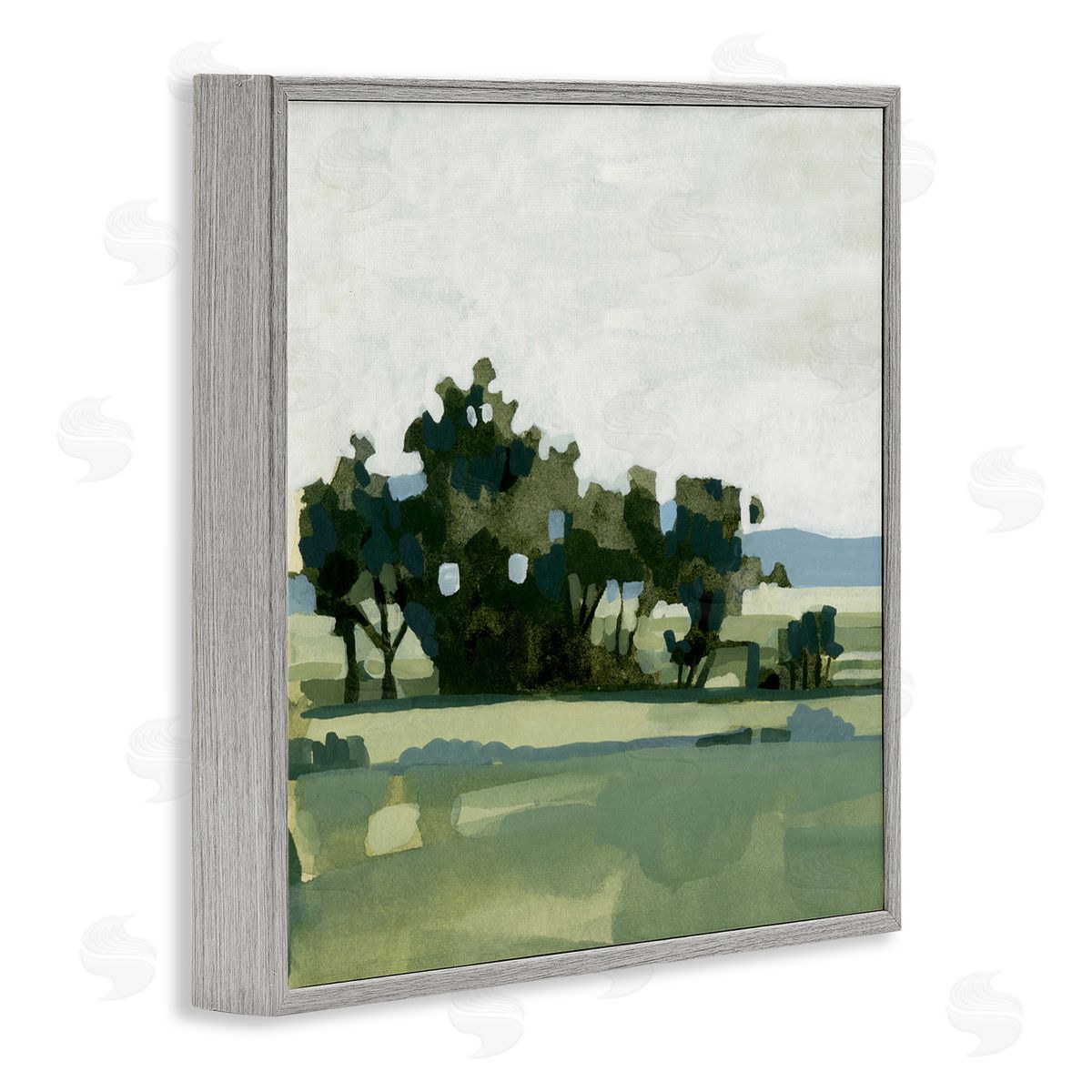 Emma Caroline Rural Tree Grove Grassland Gray Framed Glicee Wall Art Print