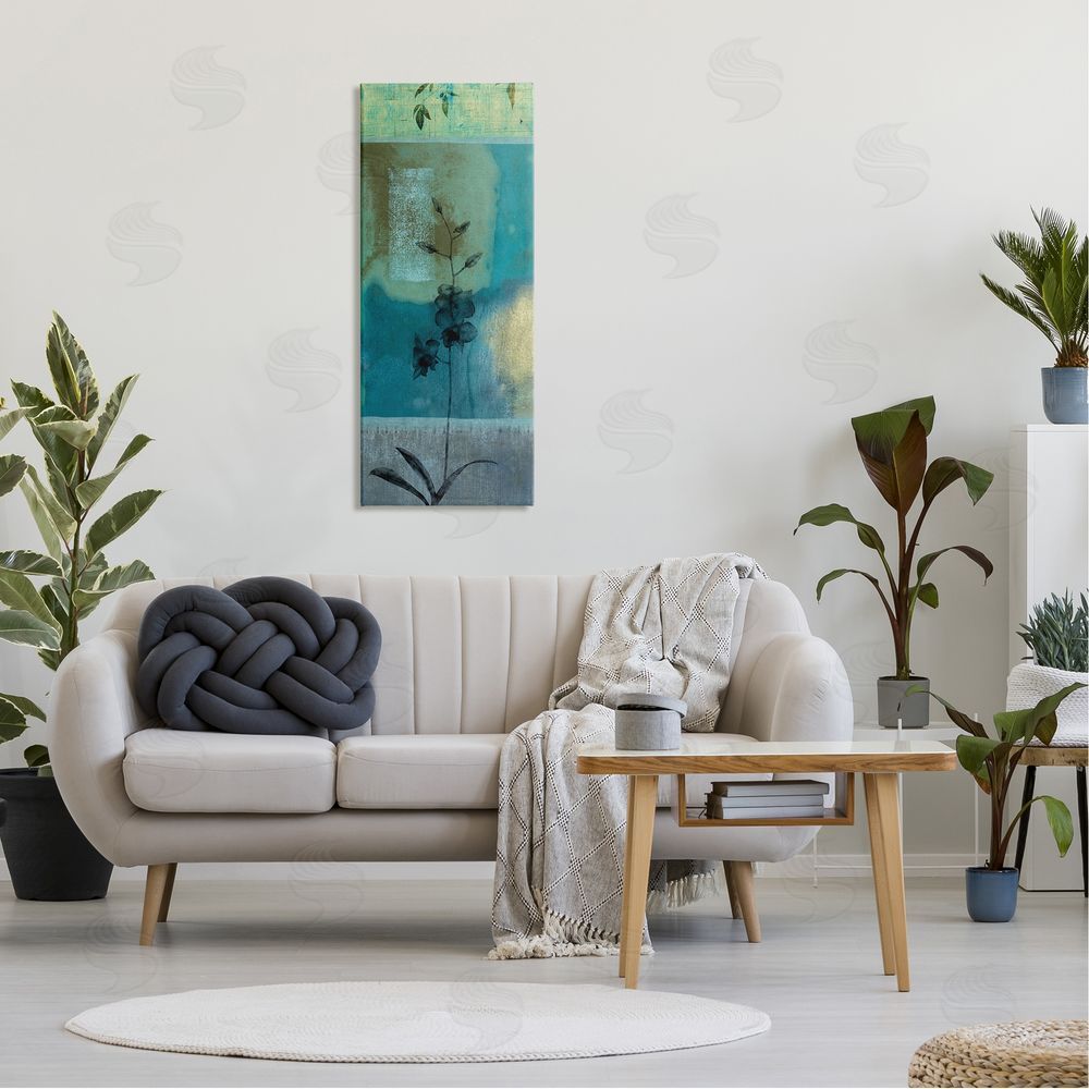 Chris Donovan Layered Orchid Flower Teal Shapes