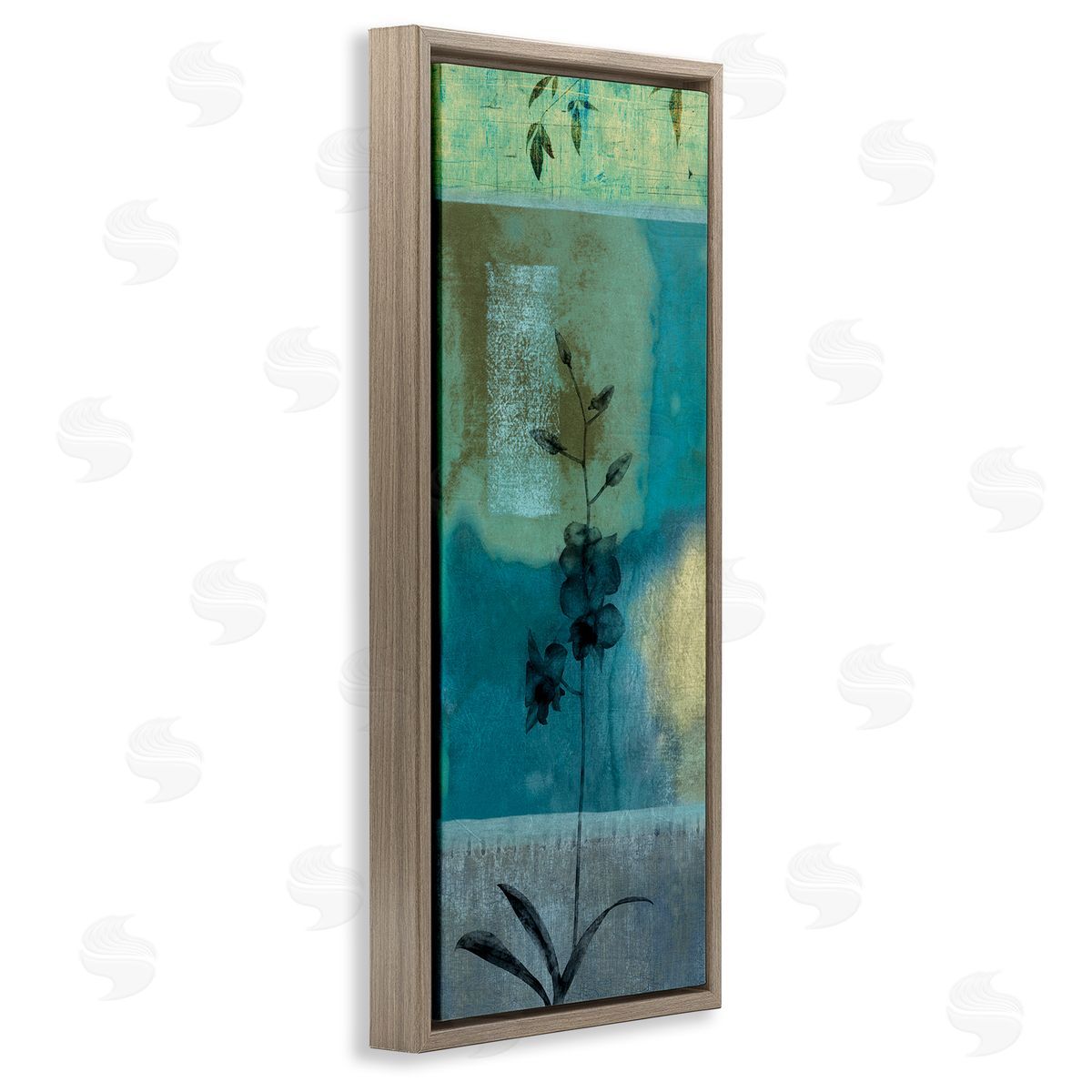 Chris Donovan Layered Orchid Flower Teal Shapes